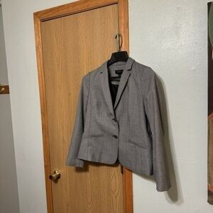 Talbots Size 10 Gray w/Herringbone Print Wool Blend Two-Button Blazer - EUC